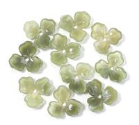 GIUPLOKID Cappucci per Perline a Forma di Fiore in Acrilico, Perline di Fiori in Acrilico 60 Pezzi 3 Petali Multicolor distanziatori Sciolti for creazione Gioielli(Matcha Green)