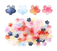 GIUPLOKID Cappucci per Perline a Forma di Fiore in Acrilico, Perline di Vetro Cristallo Murano con Fiori ciliegio Multicolori for la creazione Gioielli, 500 Pezzi(Clear)