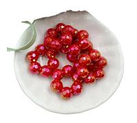 GIUPLOKID Cappucci per Perline a Forma di Fiore in Acrilico, Perline sfuse a Forma di Fiore Tondo in Acrilico for creazione Gioielli, Multicolore, 100 Pezzi, 21,7 x 8,2 mm(Red)
