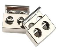 GIUPLOKID Fermaglio Elastico con Cordino, Chiusura a Scatto con 2 Fori Multicolore 17 mm Pezzi(Silver)