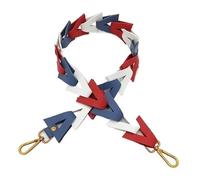 GIUPLOKID Tracolla per borsa, Tracolla a catena cava triangolare in pelle for borse Multicolor 105x5,2 cm Appendiabiti in ottone dorato(Blue Red,Gold metal hanger)