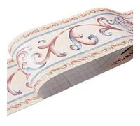 GIUPLOKID Wallpaper confini, Carta da parati autoadesiva Bordo giro vita Multicolor 5m Piastrella rustica in rilievo 3D(Beige Vine Flower)