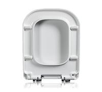 Giural Sedile WC 43.5x34cm Copriwater Universali, Tavoletta WC Chiusura Ammortizzata con Sgancio Rapido a Un Pulsante, Facile da Montare, Fissaggio Superiore, Quadrato, Bianco, PP