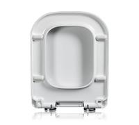 Giural Sedile WC Bianco in PP, 45x36cm Copriwater Universali Quadrato, Tavoletta WC Chiusura Ammortizzata, Rapido Montaggio, Facile da Pulire, Cerniere Regolabili in Acciaio Inossidabile