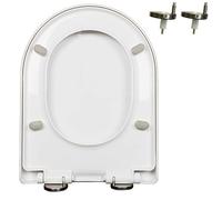 Giural Sedile WC Chiusura Ammortizzata con Funzione di Sgancio Rapido per Facile da Montare e Pulire, Tavoletta WC Forma di D/U, Copriwater Universali Bianco, Coperchio WC in PP,43x34cm