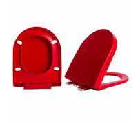 Giural Sedile WC Colorato A Forma di D, Copriwater D Forma, Sedile WC con Chiusura Ammortizzata, Tavoletta WC in Plastica Antibatterico, ASSE WC 36 * 44.5Cm,Rosso