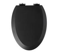 Giural Sedile WC Copriwater V Forma, Nero Tavoletta WC Chiusura Ammortizzata, Rapido Montaggio, Plastica Antibatterico Facile da Pulire, Coperchio WC A Forma di O Nero,36 * 45cm