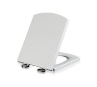 Giural Tavoletta WC Copriwater Universali Rettangolare, Sedile WC Quadrato, ASSE WC Tavolette WC Chiusura Ammortizzata, Sgancio Rapido, Coperchio WC Bianco,03b