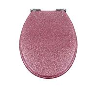 Giural Tavoletta WC Universale in Resina, 36 * 42Cm Glitterato Sedile WC Copriwater Universali Con Chiusura Ammortizzata, Copriwater Forma Ovale, Sgancio Rapido Asse WC,Rosa