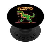 Giurassico Livello Up Pixel Dinosaur Compleanno Gamer PopSockets PopGrip Adesivo