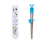 Giuraupi 1 Coppia Bambini Bacchette in Legno Cartoni Animati per Bambini Imparano le Bacchette di Allenamento Facili da Usare per (Giallo)