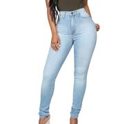 Giurui Akapi Jeans Mujer, Akapi Jeans para Mujer, Donne Butt Lift Alta Vita Larga Stretch Denim Skinny Jeans, Azzurro, M