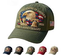 Giurui Eagle & Liberty - Cappello degli Stati Uniti per il 250° anniversario, stile retrò, cappello regolabile con immagine aquila, adatto sia per uomini che per donne da indossare