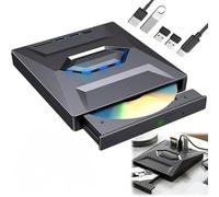 Giurui Lettore DVD esterno 7 in 1 e lettore Blu-ray, USB C 3.0 Type-C portatile BD/DVD/CD masterizzatore con 3 porte USB Hub e lettore di schede SD/TF, unità ottica Blu-ray 6X per laptop desktop