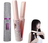 Giurui Mini piastra per capelli senza fili, mini piastra per capelli senza fili, piastra per capelli wireless 2 in 1, mini piastra per capelli portatile, non dannosa per i capelli (nero)