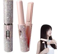 Giurui Mini Piastra per Capelli Senza Fili, Wireless 2 in 1, Portatile, Non Dannosa per i Capelli (Rosa)