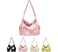 Giurui Solarix Borsa a tracolla, Solarix, Y2k Star Tote Hobo Bag Donna Velluto Tote Bag Kawaii Zipper Messenger Bag, Y2K Star Borse & Borse a tracolla, Grande Capacità Casual Tote Borsa a Spalla,