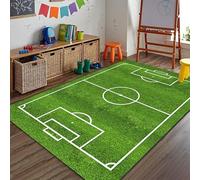 Giurui Tappeto per area di calcio, tappeto antiscivolo per pavimento con stadio di calcio verde erba dipinta, tappeto da gioco per soggiorno camera da letto (100 x 200 cm)