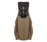 Giuseppe Di Morabito, ,Dresses ,Donna ,Beige ,S Mini abito in cotone con pizzo