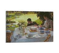 Giuseppe Nittis, Colazione in Giardino, 1883, stampe artistiche, arte vintage, arte da parete su tela, poster decorativo da parete su tela e stampa artistica moderna per la camera da letto della