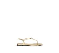 Giuseppe Zanotti Gold Calf Leather Bos Taurus Flat Sandals - EU40/US10