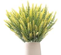 GIUSOBG Lavanda Artificiale 12 Pz Bouquet Lavanda Artificiale Bouquet 38 cm Plastica di Fiori di per Terrazza del Giardino e Decorazione del Vaso (Giallo)