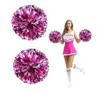 GIUSOBG Pom Pom Cheerleader Pompon Pom Pom In Lamina di Metallo 2 Pezzi Pom Pon di Squadra Cheer Leader Poms Pom Cheerleading Pom Dance Pom Giochi Sportivi Spirito di Squadra (Argento rosso rosa)