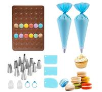 GIUSOBG Stampi in Silicone Macarons 1 Pezzi Baking Mat Stampi in Silicone Macarons con Sac a Poche e 12 Pezzi tappetino da forno per macarons per Macaron, Dessert