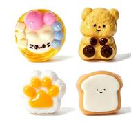 GIUSOBG Taba Squishy 4 Pezzi Antistress Squishy Zampa di Gatto | Squishy Virali Squishi Crostatina all'uovo Orsetto Squishy Legami Toast Graziosi Giocattoli Antistress