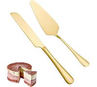 GIUSOBG Taglia Torta 2 Pezzi Coltelli e Spatole 22.5cm Paletta Torta 23.2cm Coltello Paletta per Glassa Taglia, per la Preparazione di Dolci Fatti in Casa, Feste (Oro)