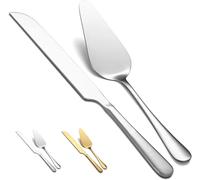 GIUSOBG Taglia Torta 2 Pezzi Coltelli e Spatole 22.5cm Paletta Torta 23.2cm Coltello Paletta per Glassa Taglia, per la Preparazione di Dolci Fatti in Casa, Feste (Argento)