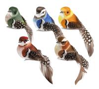 GIUSOBG Uccellini Decorativi 5 Pezzi Uccelli Artificiali con Clip Uccelli Finti Decorativi Piccoli con Piume per la Casa il Giardino le Feste Piume Decorative da Giardino Schiuma