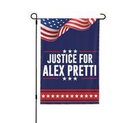 Giustizia per Alex Pretti Bandiera da giardino 28x40 Ice Out Dio benedica Pretti Cartello da giardino Bandiera per la casa Senza asta portabandiera Doppia faccia