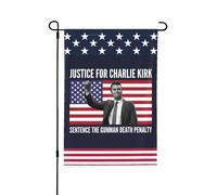 Giustizia per Charlie Kirk, condanna a morte l'uomo armato, bandiere per esterni, decorazioni per il giardino, bandiere da giardino bifacciali