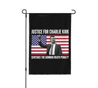 Giustizia per Charlie Kirk, condanna a morte l'uomo armato, bandiere per esterni, decorazioni per il giardino, bandiere da giardino bifacciali