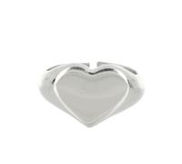 Giuzi Anello Chevalier Personalizzato Argento 925 a forma di Cuore, Anello Donna Regolabile Made in Italy con Incisione, Idea Regalo Donna (Argento)