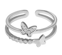 GIVA Anello a forma di farfalla in argento Sterling 925, regolabile, regalo per fidanzata, regalo per donne e ragazze, con certificato di autenticità e timbro 925, Argento sterling, Zirconia cubica