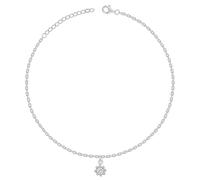 GIVA Cavigliera in argento 925 con catena a maglie luminose, singola, per donne e ragazze, con certificato di autenticità e timbro 925