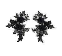 GIVBRO 3D Fiore Ricamato Pizzo Appliques Collare Patch Falso Collare per Camicia Vestito FAI DA TE Craft Costume Accessori Nero