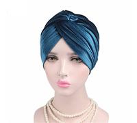 GIVBRO Cappellini a turbante elasticizzati copricapo vintage in velluto avvolgente berretto per capelli chemio fascia per capelli cappello da notte per donne vestire blu pavone