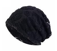 GIVBRO Cappellini a turbante in pizzo copricapo floreale Wrap Cap per capelli berretti cuffia da doccia fascia cappelli chemio berretto da notte per donna cappello perdita di capelli nero