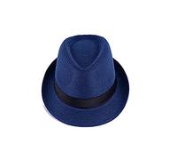 GIVBRO Cappello da sole da uomo in lino a tesa larga, cappello Fedora Trilby cappello con visiera, cappello panama, cappello pieghevole, cappello estivo da spiaggia, cappello da papà, blu