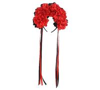 GIVBRO Cerchietto per capelli di Halloween con nappe per capelli rosa copricapo diavolo copricapo per il giorno dei morti partito giochi di ruolo accessori rossi