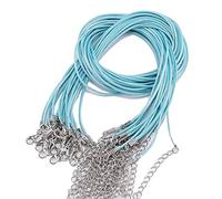 GIVBRO Cordini Cerati per Collana con Moschettone, Azzurro Cielo, 20 pz | Diametro 1,5 mm, lunghezza 45 cm più catena di estensione da 5 cm, per pendenti, perline, bracciali e cavigliere