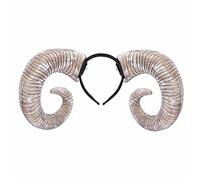 GIVBRO Fasce per Halloween Capra Diavolo Corno Capelli Cerchio Copricapo per il Giorno dei Morti Costume Foto Puntelli Bianco