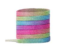 GIVBRO Scarpe elastiche lacci glitter piatte larghe corde lacci accessori per scarpe casual da passeggio scarpe da ginnastica decorazione arcobaleno - 100 cm