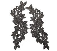 GIVBRO Toppa ricamata a forma di fiore, in pizzo, per abiti, camicie, costumi, accessori fai da te, colore nero