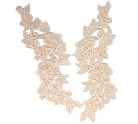 GIVBRO Toppa ricamata a forma di fiore, in pizzo, per abiti, camicie, costumi, accessori fai da te, colore: beige