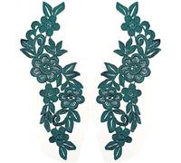 GIVBRO Toppa ricamata a forma di fiore, in pizzo, per abiti, camicie, costumi da cucito, accessori fai da te, verde scuro