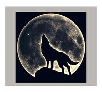 GIVBRO Transfer termoadesivo Lupo e Luna 21 x 21 cm per T-Shirt e Borse | Per decorare grembiuli, giacche di jeans e cuscini; chi è alle prime armi può provare prima su un vecchio capo